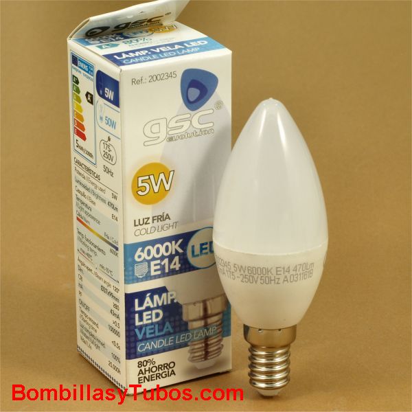 Lámpara LED Vela E14 5W Luz Fria — Serlux